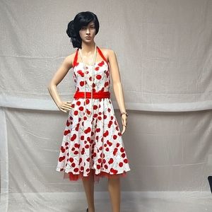 Hearts and Roses Cherry Pin-up Dress Sz 14